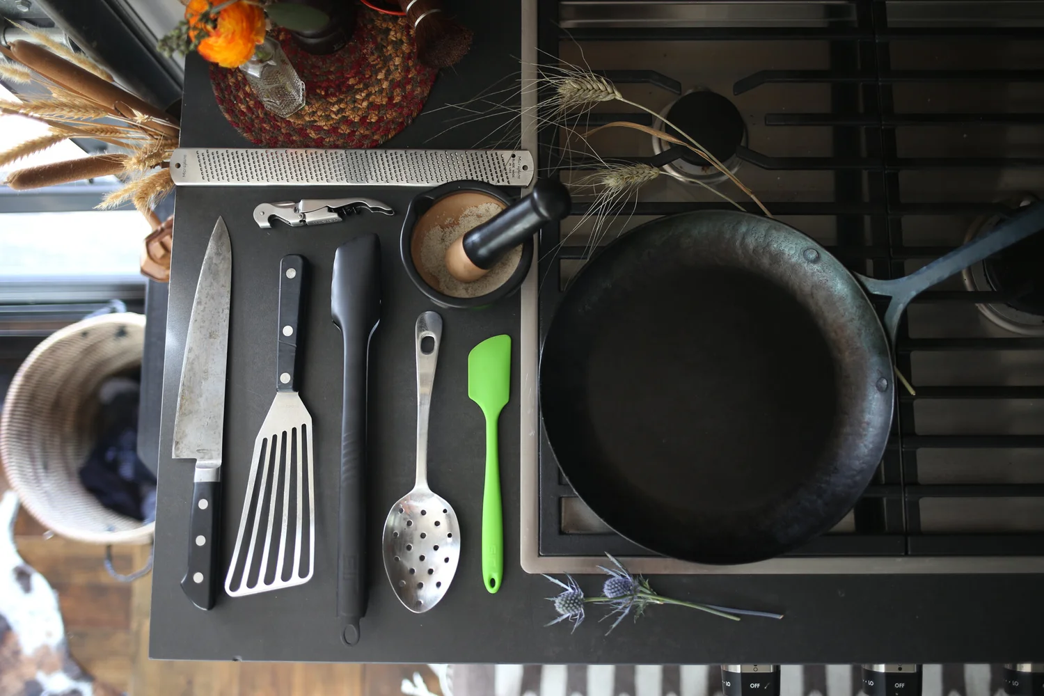 Essential kitchen tools arranged in a drawer